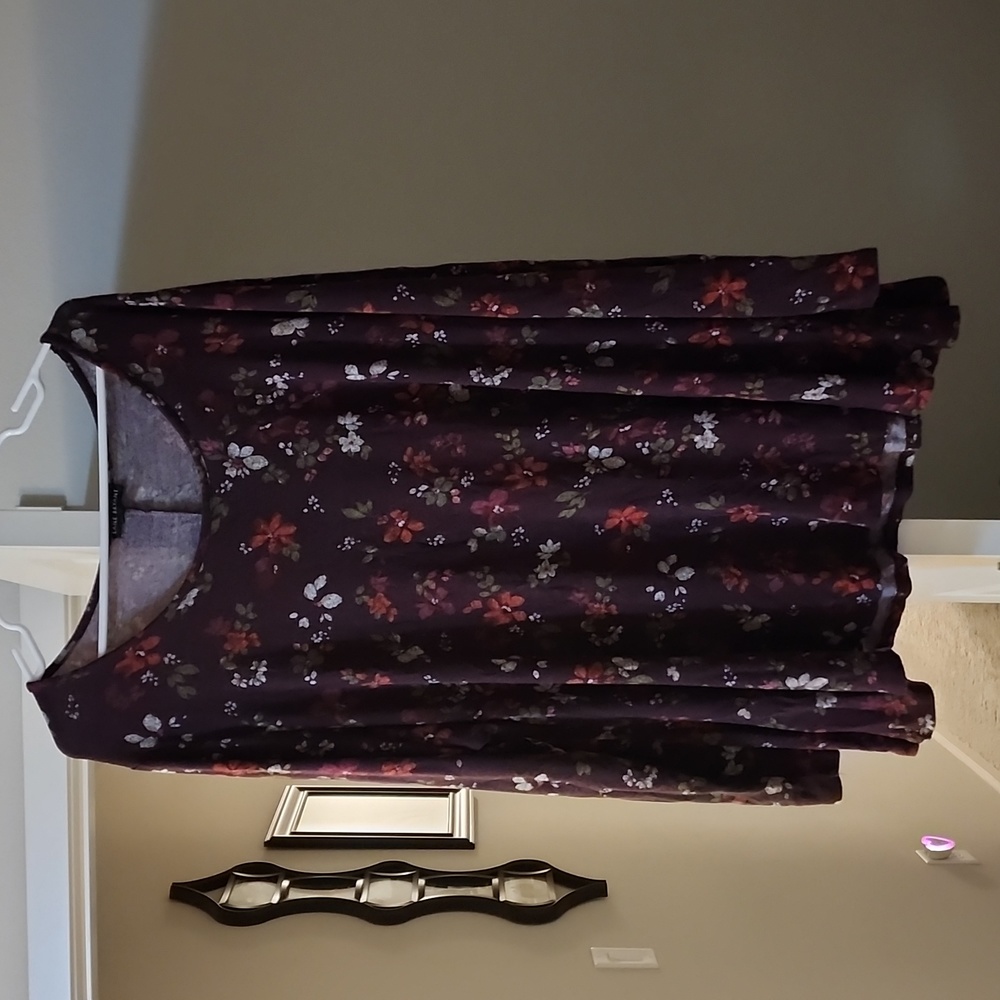 🤎❤️ Lane Bryant Plus Size Long Sleeve Stretchy Flare Hem Floral Top 26/28 ❤️🤎